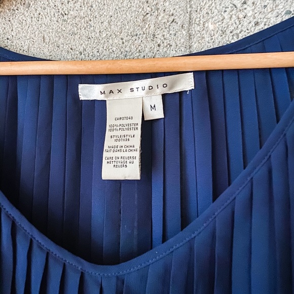 Max Studio Royal Blue Pleated Blouse - Picture 3 of 9